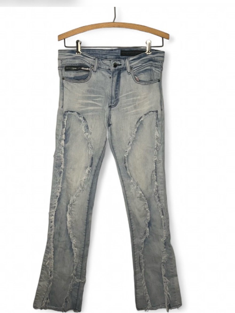 Rockstar Original RSM 205 Distressed Flare Jeans Light Wash Y2K 30x33